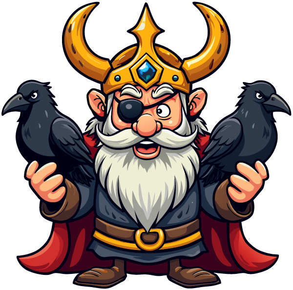 Odin the All-father, holding two ravens. Odin the All-father, holding two ravens.