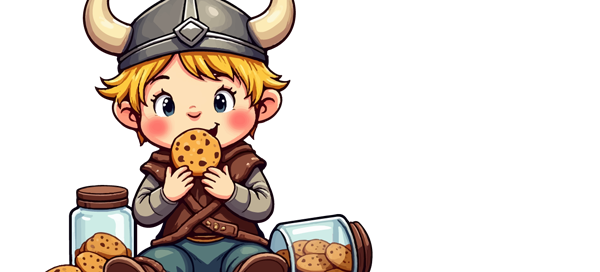 A Viking child eating Honey Oatcakes.